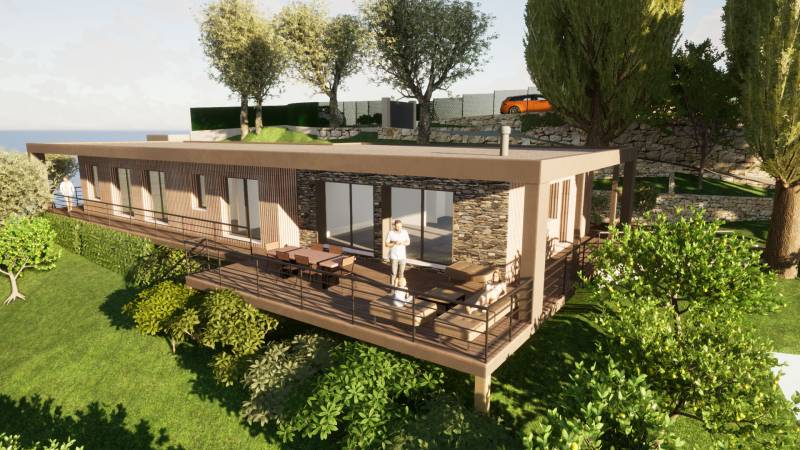 Maison d'architecte contemporaine de plain-pied en bois Alpes Maritimes